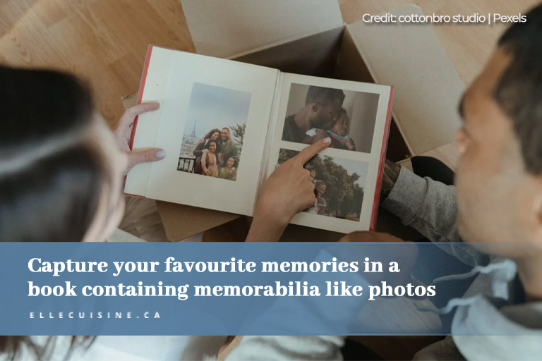 Capture your favourite memories in a book containing memorabilia like photos